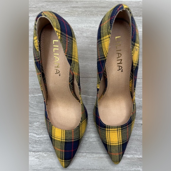 Lilania Lulus Plaid Spike Pump Point Toe Heels Womens Size 7.5 - Picture 5 of 12